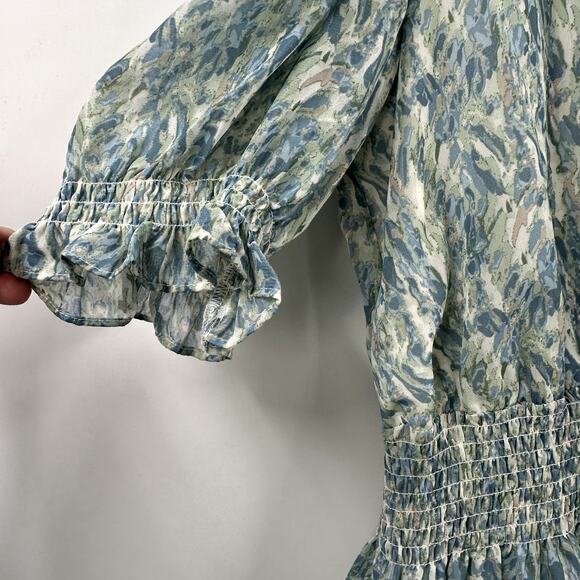 Taylor V Neck Short Sleeve Chiffon Floral Ruffle A Line Dress Size 8 NWT - Picture 3 of 8